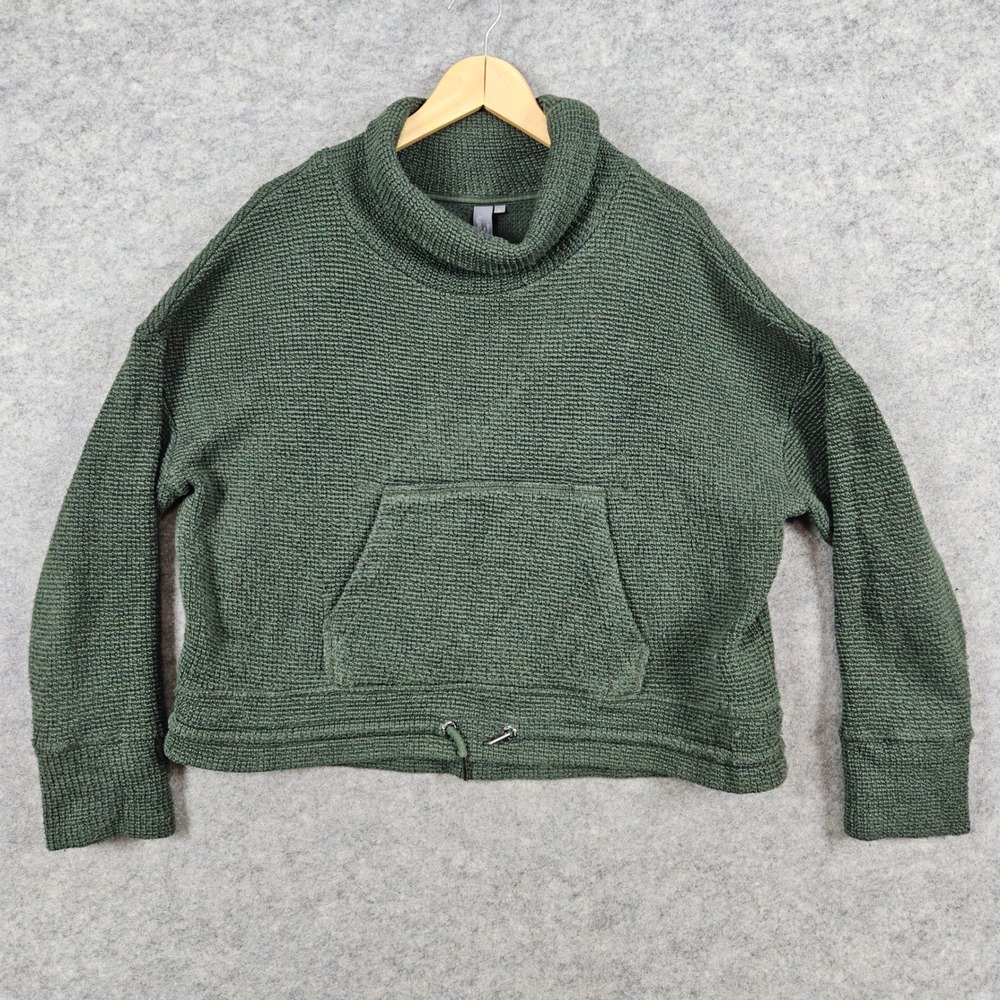 Sweaty Betty Women's Green Waffle Knit Thumb‎ Hole Sweater Sweatshirt Size L